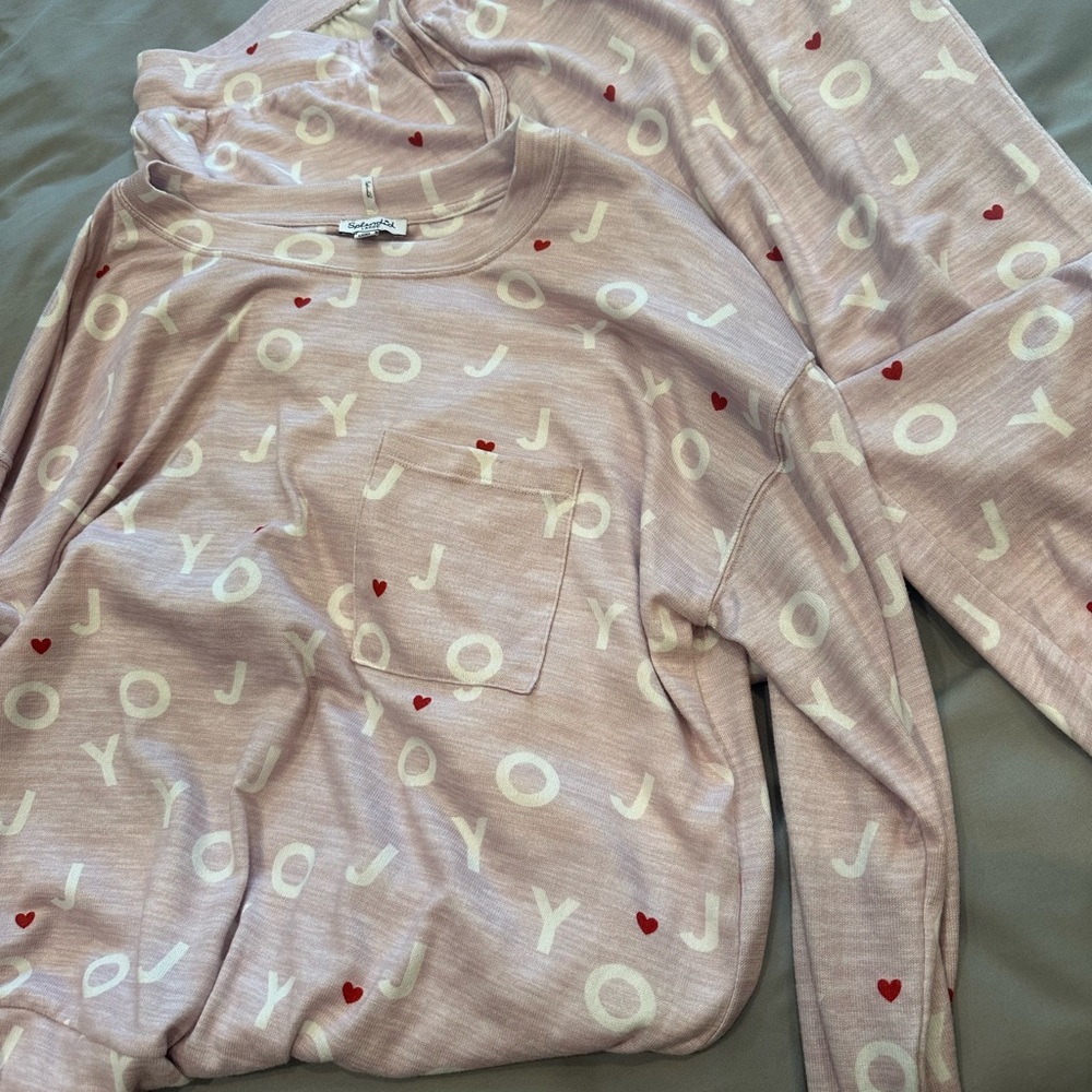 Splendid Pink Pajama Set with Red and White Accents